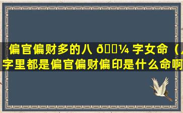 偏官偏财多的八 🐼 字女命（八字里都是偏官偏财偏印是什么命啊）